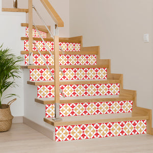Homeroots 12" X 12" Red And White Roja Hola Peel And Stick Tiles - Transform Your Space With Stylish Ease! 12" X 12" Vinyl 556391