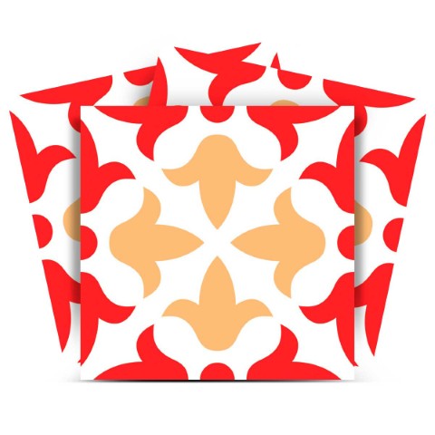 Homeroots 12" X 12" Red And White Roja Hola Peel And Stick Tiles - Transform Your Space With Stylish Ease! 12" X 12" Vinyl 556391