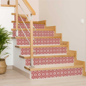 Homeroots 12" Peel And Stick Brick Red And White Scroll Tiles - Easy Removable Decor For Home Makeovers! 12" X 12" Vinyl 556393