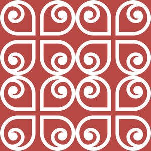 Homeroots 12" Peel And Stick Brick Red And White Scroll Tiles - Easy Removable Decor For Home Makeovers! 12" X 12" Vinyl 556393