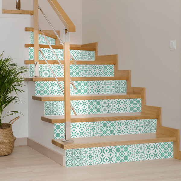 Homeroots 12" Geo Peel And Stick Tiles – Light Green & White, Easy Removable Stickers For Stylish Home Decor 12" X 12" Vinyl 556394