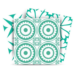 Homeroots 12" Geo Peel And Stick Tiles – Light Green & White, Easy Removable Stickers For Stylish Home Decor 12" X 12" Vinyl 556394