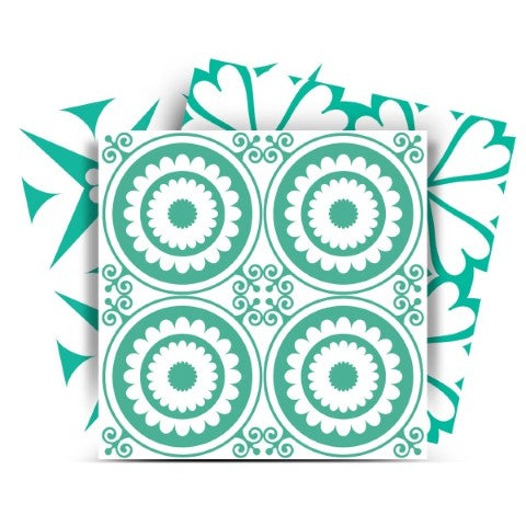 Homeroots 12" Geo Peel And Stick Tiles – Light Green & White, Easy Removable Stickers For Stylish Home Decor 12" X 12" Vinyl 556394