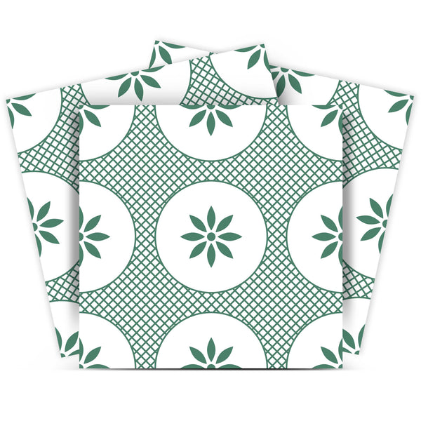 Homeroots 12" Light Sage & White Circle Flower Peel And Stick Tiles - Easy Diy Home Decor For Any Room! 12" X 12" Vinyl 556395