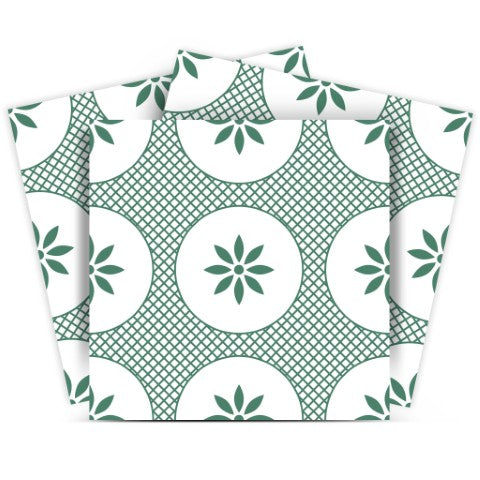 Homeroots 12" Light Sage & White Circle Flower Peel And Stick Tiles - Easy Diy Home Decor For Any Room! 12" X 12" Vinyl 556395