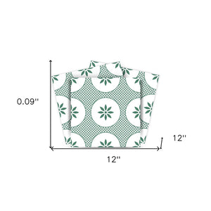 Homeroots 12" Light Sage & White Circle Flower Peel And Stick Tiles - Easy Diy Home Decor For Any Room! 12" X 12" Vinyl 556395