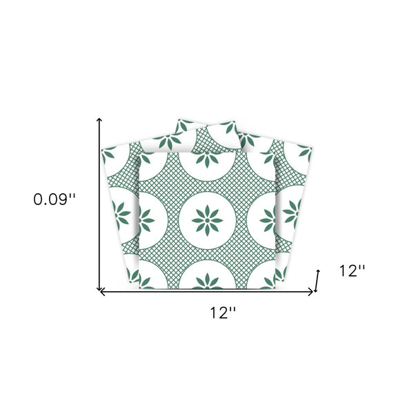 Homeroots 12" Light Sage & White Circle Flower Peel And Stick Tiles - Easy Diy Home Decor For Any Room! 12" X 12" Vinyl 556395