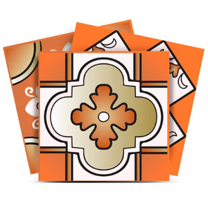Homeroots 12" Retro Orange Mosaic Peel And Stick Tiles - Fun, Removable Decor For Home Makeovers & Renters! 12" X 12" Vinyl 556396
