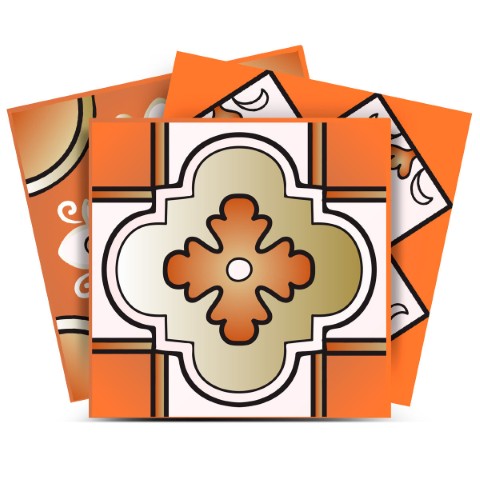 Homeroots 12" Retro Orange Mosaic Peel And Stick Tiles - Fun, Removable Decor For Home Makeovers & Renters! 12" X 12" Vinyl 556396