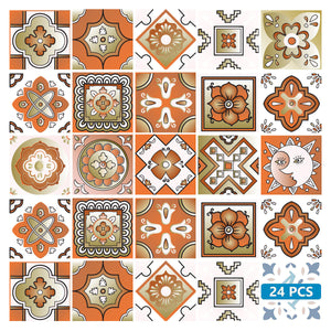 Homeroots 12" Retro Orange Mosaic Peel And Stick Tiles - Fun, Removable Decor For Home Makeovers & Renters! 12" X 12" Vinyl 556396