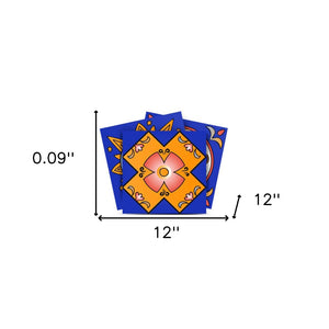 Homeroots 12" Blue And Gold Celestial Mosaic Peel And Stick Tiles - Easy Removable Decor For Any Space! 12" X 12" Vinyl 556398