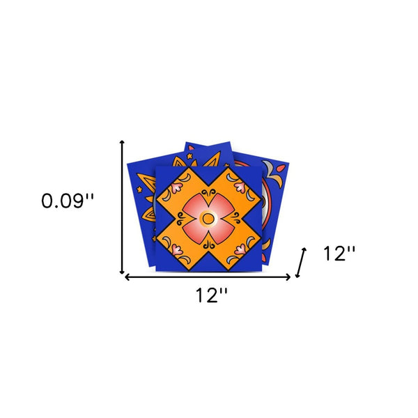 Homeroots 12" Blue And Gold Celestial Mosaic Peel And Stick Tiles - Easy Removable Decor For Any Space! 12" X 12" Vinyl 556398