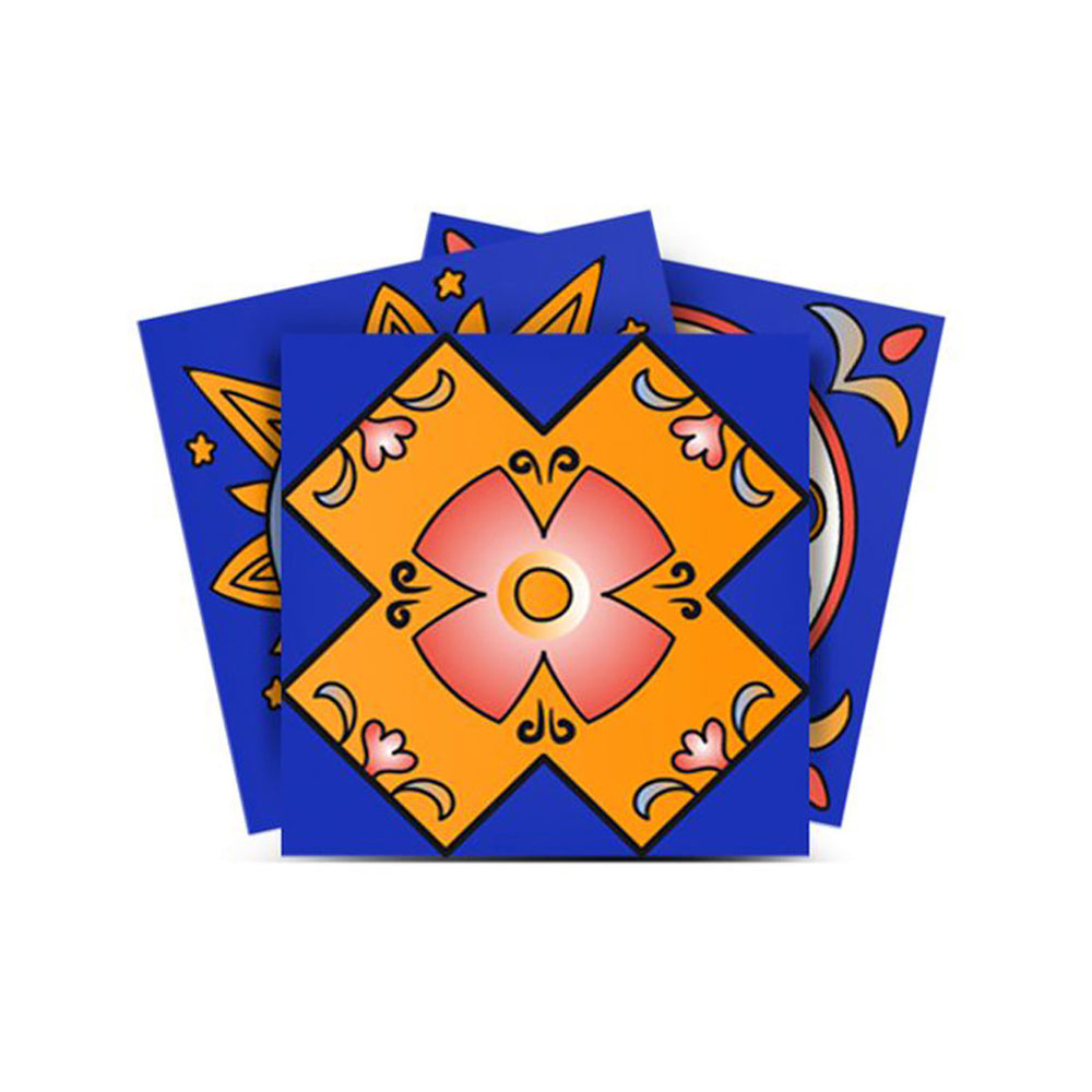 Homeroots 12" Blue And Gold Celestial Mosaic Peel And Stick Tiles - Easy Removable Decor For Any Space! 12" X 12" Vinyl 556398