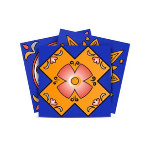 Homeroots 12" Blue And Gold Celestial Mosaic Peel And Stick Tiles - Easy Removable Decor For Any Space! 12" X 12" Vinyl 556398