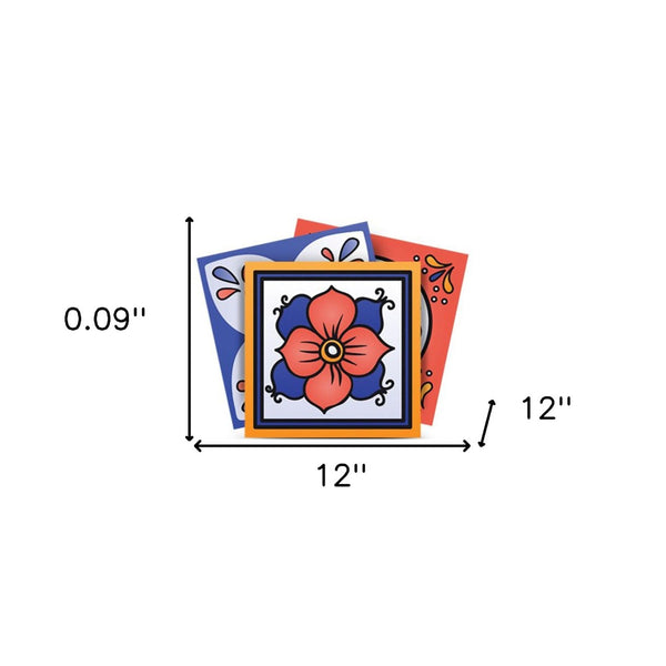 Homeroots 12" Shades Of Blue Celestial Mosaic Peel And Stick Tiles - Removable Decor For Easy Home Makeover 12" X 12" Vinyl 556399