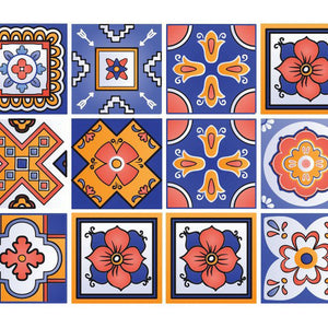 Homeroots 12" Shades Of Blue Celestial Mosaic Peel And Stick Tiles - Removable Decor For Easy Home Makeover 12" X 12" Vinyl 556399