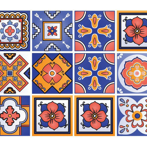 Homeroots 12" Shades Of Blue Celestial Mosaic Peel And Stick Tiles - Removable Decor For Easy Home Makeover 12" X 12" Vinyl 556399