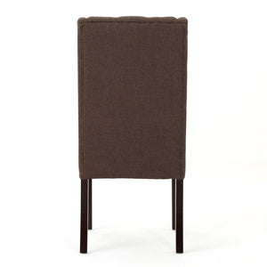English Elm Dining Chair Set of Two Wingback Button Tufted High Back Birch Leg Upholstered Dark Brown 61539.00DBRN