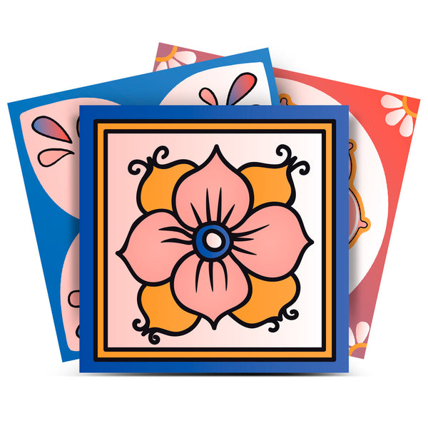 Homeroots 12" Blue Gold And Blush Mosaic Peel And Stick Tiles – Easy Removable Decor For Stylish Home Makeover 12" X 12" Vinyl 556400