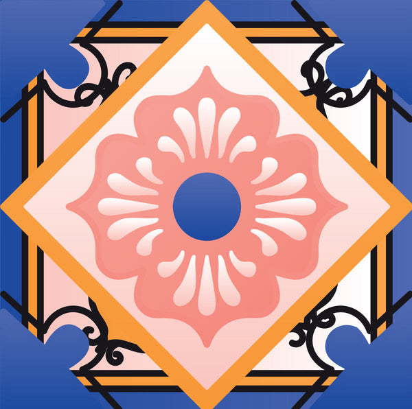 Homeroots 12" Blue Gold And Blush Mosaic Peel And Stick Tiles – Easy Removable Decor For Stylish Home Makeover 12" X 12" Vinyl 556400