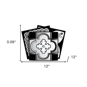 Homeroots 12" Black, White & Gray Mosaic Peel And Stick Tiles - Versatile, Removable Decor For Any Space! 12" X 12" Vinyl 556401