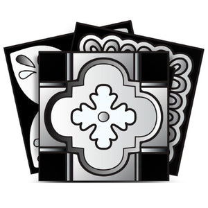 Homeroots 12" Black, White & Gray Mosaic Peel And Stick Tiles - Versatile, Removable Decor For Any Space! 12" X 12" Vinyl 556401