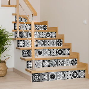 Homeroots 12" Black, White & Gray Mosaic Peel And Stick Tiles - Versatile, Removable Decor For Any Space! 12" X 12" Vinyl 556401