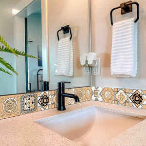 Homeroots 12" Shades Of Taupe Mosaic Peel And Stick Tiles - Easy, Removable Decor For Kitchens And Bathrooms 12" X 12" Vinyl 556402