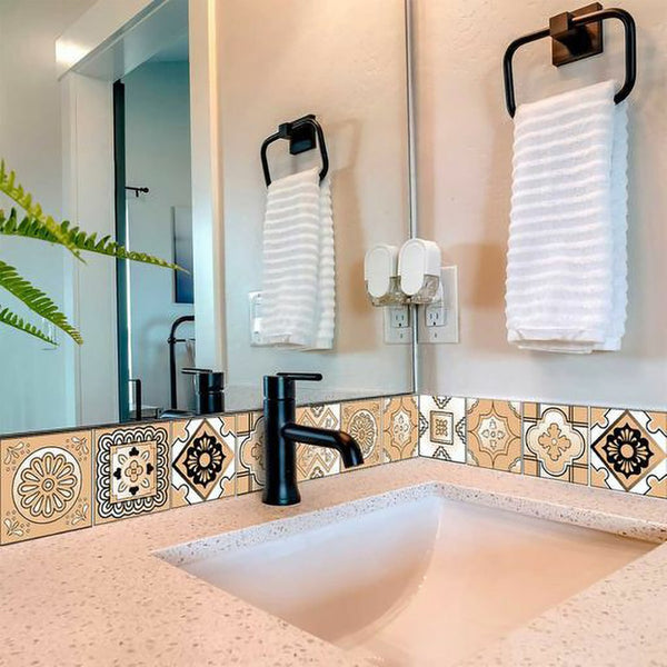 Homeroots 12" Shades Of Taupe Mosaic Peel And Stick Tiles - Easy, Removable Decor For Kitchens And Bathrooms 12" X 12" Vinyl 556402