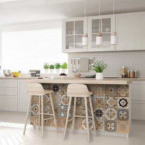 Homeroots 12" Shades Of Taupe Mosaic Peel And Stick Tiles - Easy, Removable Decor For Kitchens And Bathrooms 12" X 12" Vinyl 556402