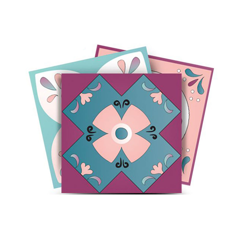 Homeroots 12" Vintage Turq Blush & Mauve Peel And Stick Tiles – Easy Removable Décor For Stylish Home Makeover! 12" X 12" Vinyl 556403