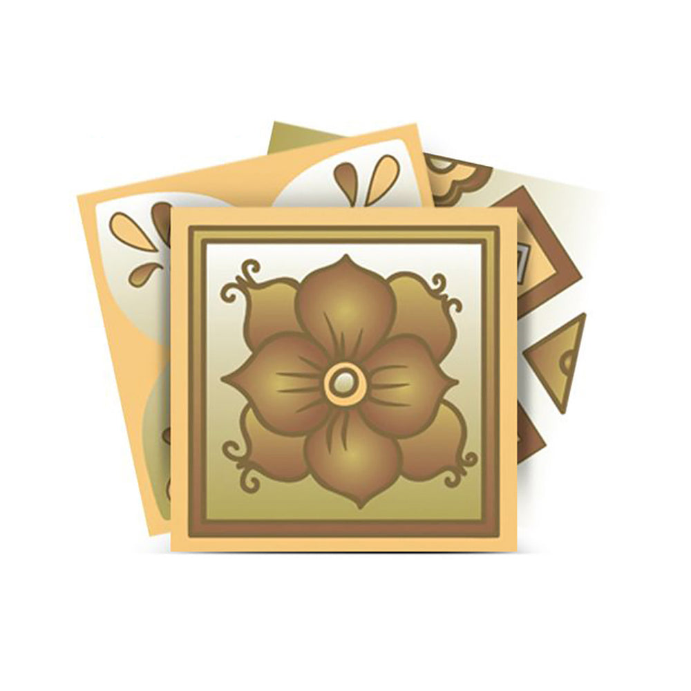 Homeroots 12" Vintage Beige And White Peel And Stick Tiles - Effortless, Removable Decor For Any Room! 12" X 12" Vinyl 556405