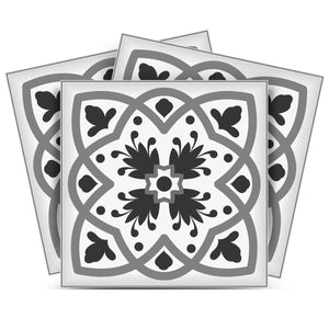 Homeroots 12" Charcoal And White Scroll Peel And Stick Removable Tiles – Stylish, Easy-to-apply Decor Solution! 12" X 12" Vinyl 556407