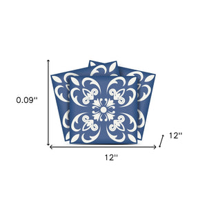 Homeroots 12" X 12" Wedgwood Blue And White Peel And Stick Tiles For Effortless Home Makeover & Design 12" X 12" Vinyl 556411