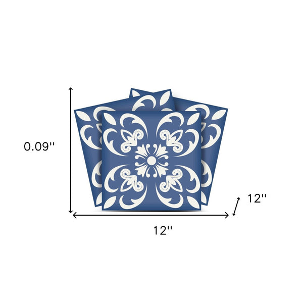 Homeroots 12" X 12" Wedgwood Blue And White Peel And Stick Tiles For Effortless Home Makeover & Design 12" X 12" Vinyl 556411