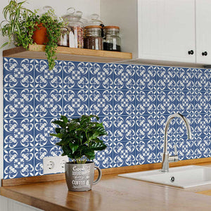 Homeroots 12" X 12" Wedgwood Blue And White Peel And Stick Tiles For Effortless Home Makeover & Design 12" X 12" Vinyl 556411