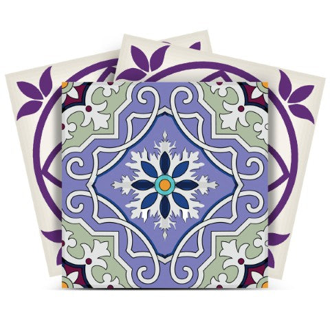 Homeroots 12" Vintage Purple & Taupe Mosaic Peel And Stick Tiles - Colorful, Removable Décor For Any Space! 12" X 12" Vinyl 556413