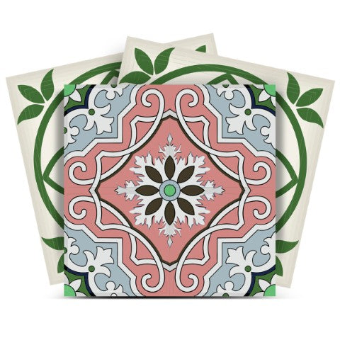 Homeroots 12" Vintage Green And Taupe Mosaic Peel And Stick Tiles - Easy Removable Decor For Any Room! 12" X 12" Vinyl 556414