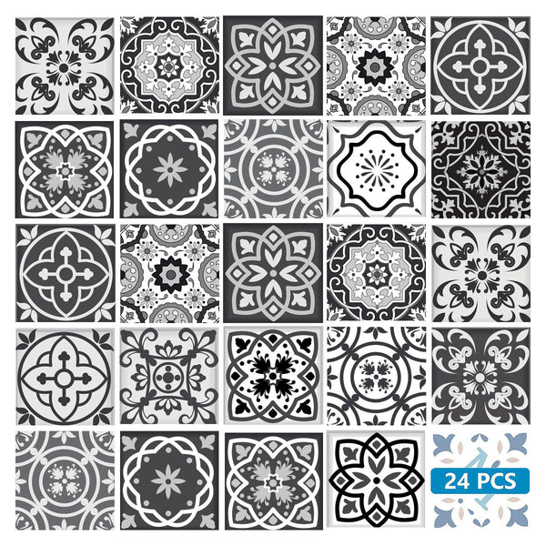 Homeroots 12" Shades Of Black Mosaic Peel And Stick Tiles – Effortless Home Makeover For Any Room Style! 12" X 12" Vinyl 556421