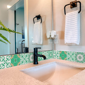 Homeroots 12" Green And White Mosaic Peel And Stick Tiles - Removable Decor For Effortless Room Makeover 12" X 12" Vinyl 556423