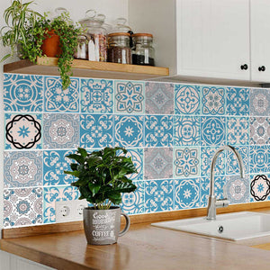 Homeroots 12" Sky Blue Mosaic Peel And Stick Tiles – Versatile, Removable Decor For Effortless Room Makeover 12" X 12" Vinyl 556424