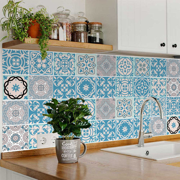 Homeroots 12" Sky Blue Mosaic Peel And Stick Tiles – Versatile, Removable Decor For Effortless Room Makeover 12" X 12" Vinyl 556424