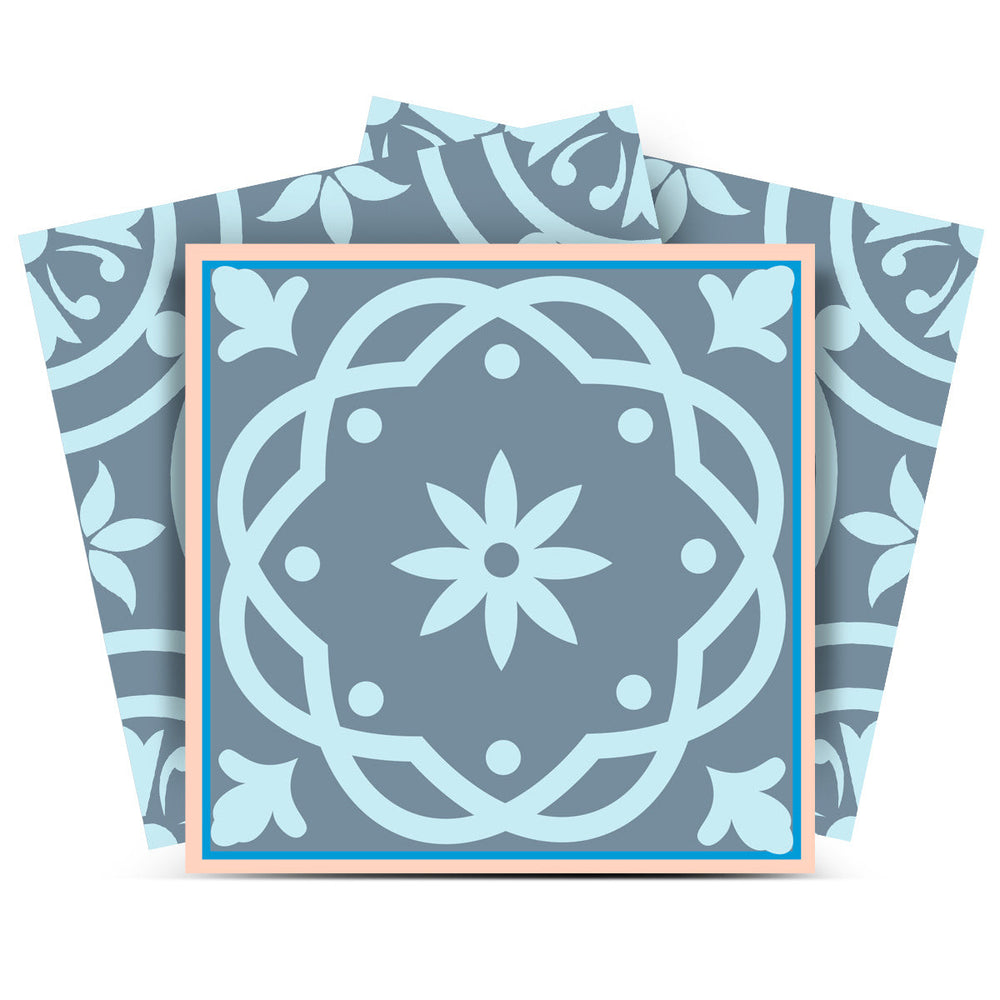 Homeroots 12" Baby Blue And Peach Mosaic Peel And Stick Tiles – Transform Any Space Effortlessly! 12" X 12" Vinyl 556426