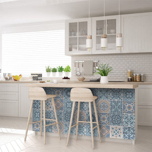 Homeroots 12" Baby Blue And Peach Mosaic Peel And Stick Tiles – Transform Any Space Effortlessly! 12" X 12" Vinyl 556426