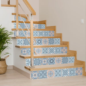 Homeroots 12" Baby Blue And Peach Mosaic Peel And Stick Tiles – Transform Any Space Effortlessly! 12" X 12" Vinyl 556426
