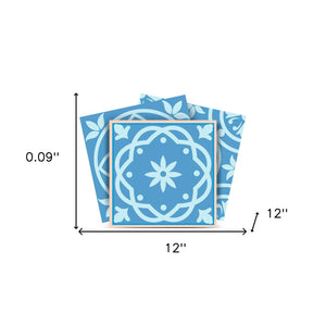 Homeroots 12" Ocean Blue Mosaic Peel And Stick Tiles - Vibrant, Removable Decor For Easy Home Makeovers! 12" X 12" Vinyl 556427