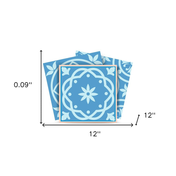 Homeroots 12" Ocean Blue Mosaic Peel And Stick Tiles - Vibrant, Removable Decor For Easy Home Makeovers! 12" X 12" Vinyl 556427