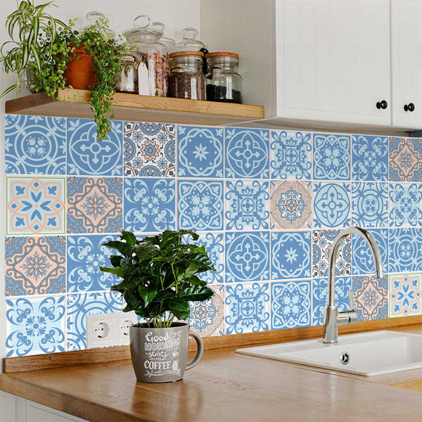 Homeroots 12" Ocean Blue Mosaic Peel And Stick Tiles - Vibrant, Removable Decor For Easy Home Makeovers! 12" X 12" Vinyl 556427
