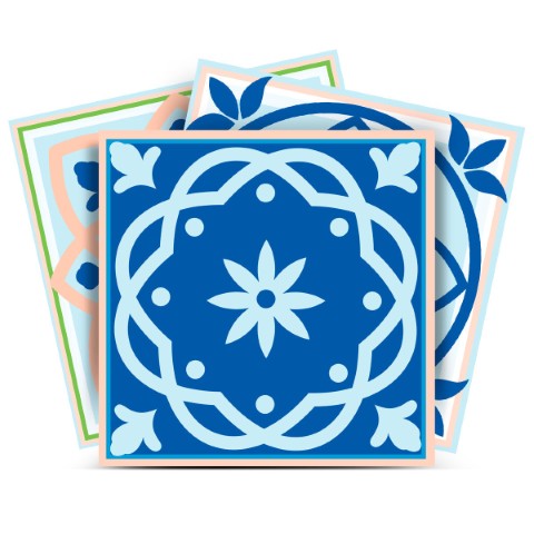 Homeroots 12" Dark And Light Blue Mosaic Peel And Stick Tiles - Colorful, Removable Décor For Any Space! 12" X 12" Vinyl 556428