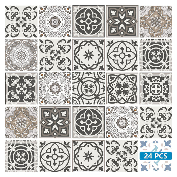 Homeroots 12" Wood Brown And White Mosaic Peel And Stick Tiles - Easy, Removable Decor For Any Space! 12" X 12" Vinyl 556429